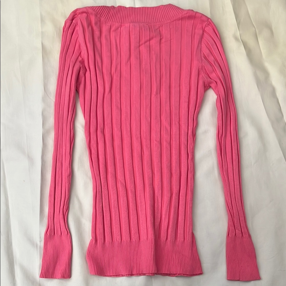 Pink Ribbed V-Neck Top - Picture 5 of 5